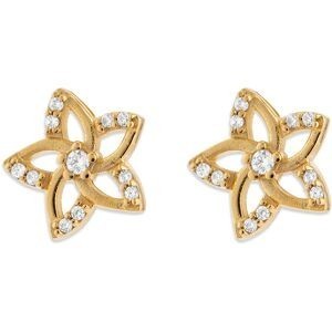 Boucles D'oreilles Plaqué Or Fleur 10mm Zirconium 2mm