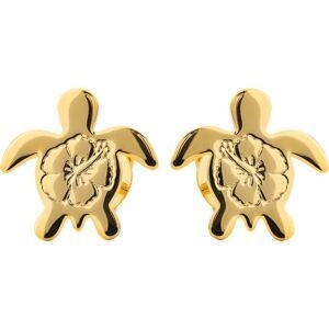 Boucles D'oreilles Plaqué Or Tortue 10mm