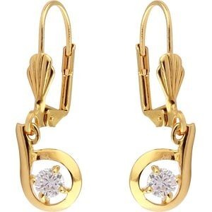 Boucles D'oreilles Plaqué Or Pendant 30mm Zirconium 4mm