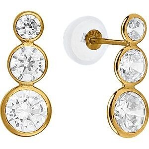 Boucles D'oreilles Or 375 Pendant 13mm Zirconium 3  à 5mm Fermoir Or 375 Silicone