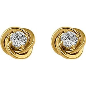 Boucles D'oreilles Or 375 Fleur 8.5mm Zirconium 4mm Fermoir Or 375 Silicone