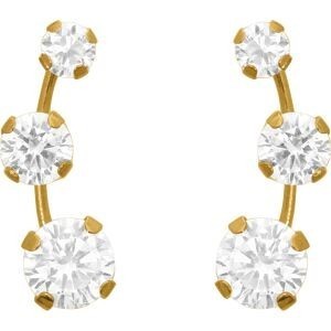 Boucles D'oreilles Or 375 Montante 17mm Zirconium 3  à 5mm Fermoir Or 375 Silicone