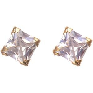 Boucles D'oreilles Or 375 Zirconium 4mm 4 Griffes Fermoir Or 375 Silicone