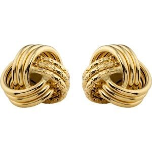 Boucles D'oreilles Or 750 Nœud Lisse Diamanté 11mm