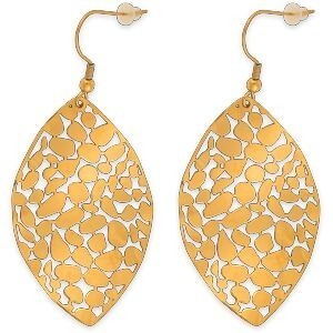 Boucles D'oreilles Acier Jaune Pendant 70mm Feuille 33*50mm