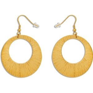 Boucles D'oreilles Acier Jaune Pendant 65mm Cercle Motif 44mm