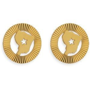 Boucles D'oreilles Or 750 Carte Guyane Etoile Cercle Diamanté 15mm