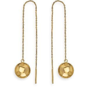 Boucles D'oreilles Or 750 Guyannaise Batée 10mm Pendant 90mm