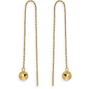 Boucles D'oreilles Or 750 Guyannaise Batée 5mm Pendant 90mm