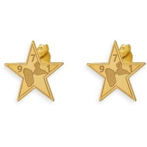 Boucles D'oreilles Or 375  Etoile 14mm Carte Guadeloupe 971