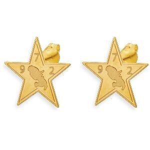 Boucles D'oreilles Or 375 Etoile 14mm Carte Martinique 972