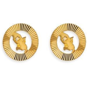 Boucles D'oreilles Or 750 Carte Martinique Etoile Cercle Diamanté 15mn