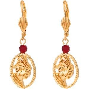 Boucles D'oreilles Plaqué Or Pendant 40mm Cayennaise 14*18mm Cristal Grenat 4mm