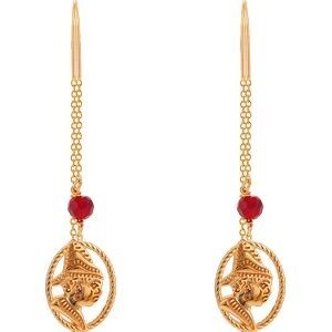 Boucles D'oreilles Plaqué Or Pendant 55mm Cayennaise 14*18mm Cristal Grenat 4mm