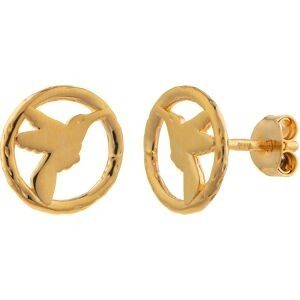 Boucles D'oreilles Plaqué Or Colibri Cerclé 10mm