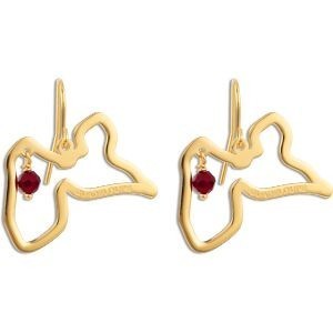 Boucles D'oreilles Plaqué Or Pendant 31mm Guadeloupe 28*19mm Cristal Grenat 4mm