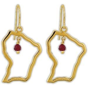 Boucles D'oreilles Plaqué Or Pendant 41mm Guyane 20*30mm Cristal Grenat 4mm