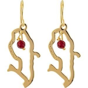 Boucles D'oreilles Plaqué Or Pendant 41mm Martinique 15*28mm Cristal Grenat 4mm