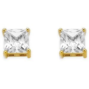 Boucles D'oreilles Plaqué Or Zirconium 8mm 4 Griffes