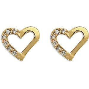 Boucles D'oreilles Plaqué Or Cœur Zirconium 17*10.5mm