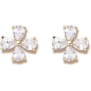 Boucles D'oreilles Plaqué Or Fleur Zirconium 6.5mm