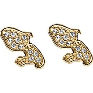 Boucles D'oreilles Plaqué Or Carte Martinique Zirconium 6*11mm