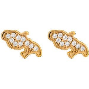 Boucles D'oreilles Plaqué Or Carte Martinique  Zirconium 6.5*12.5mm