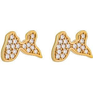 Boucles D'oreilles Plaqué Or Carte Guadeloupe Zirconium 8.3*12.5mm
