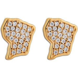 Boucles D'oreilles Plaqué Or Carte Guyane Zirconium 8.3*9.7mm