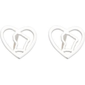 Boucles D'oreilles Argent 925 Coeur Carte Guyane 10mm