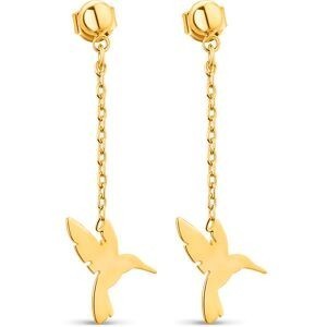 Boucles D'oreilles Plaqué Or Pendant 40mm Colibri 9*11.5mm