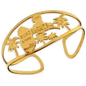 Jonc Plaqué Or Carte Guadeloupe Palmiers 40mm Modèle Enfant