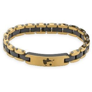 Bracelet Acier Bicolore 21cm Plaque Carte Guadeloupe 39*10.5mm