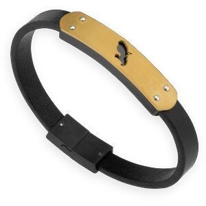 Bracelet Acier Jaune Carte Martinique Sicilone Noir 10mm 21cm