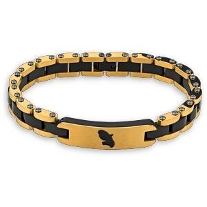 Bracelet Acier Bicolore 21cm Plaque Carte Martinique 39*10.5mm