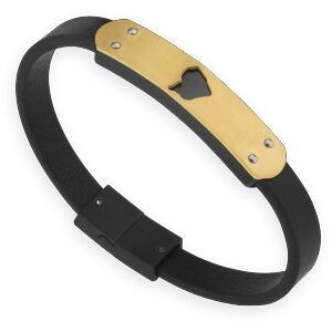 Bracelet Acier Jaune Carte Guyane Sicilone Noir 10mm 21cm