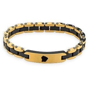 Bracelet Acier Bicolore 21cm Plaque Carte Guyane 39*10.5mm