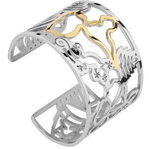 Manchette Acier Bicolore Carte Guadeloupe Gwoka 60mm