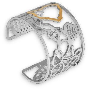 Manchette Acier Bicolore Carte Guyane Gwoka 60mm