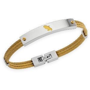 Jonc Câble Acier Bicolore Carte Martinique Plaque 7.5mm 70cm