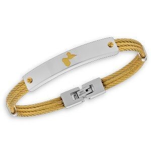 Jonc Câble Acier Bicolore Carte Guadeloupe Plaque 7.5mm 70cm