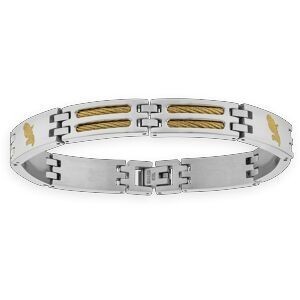 Bracelet Acier 10mmn Bicolore Carte Martinique 21cm