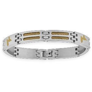 Bracelet Acier 10mmn Bicolore Carte Guadeloupe 21cm