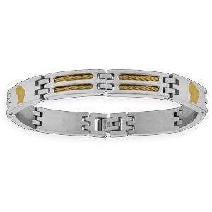 Bracelet Acier 10mmn Bicolore Carte Guyane 21cm