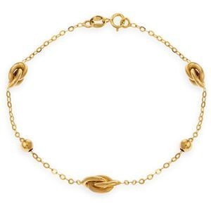 Bracelet Or 375 Maille Forçat Boules 4mm Nœuds Forçat Antillais 6*10mm 19cm