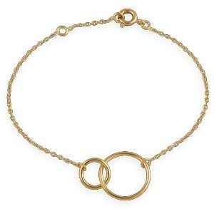 Bracelet Plaqué Or Cercles 10 Et 15mm Chaîne 1.2mm 16  à 18cm