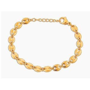 Bracelet Acier Jaune Maille Grain De Café 6mm 18  à 21cm