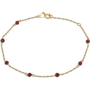 Bracelet Grenat 3mm Chaîne 0,6mm 19cm Or 750