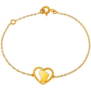 Bracelet Or 750 Cœur Diamanté Carte Guyane 11.2*12.8mm 19cm