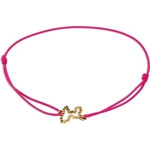 Bracelet Or 375 Carte Guadeloupe Diamanté 11*8mm Cordon Rose 18cm